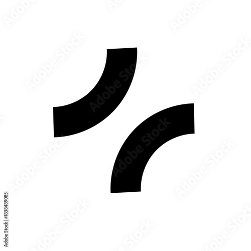 two opposing curved lines, a frown emoji sign