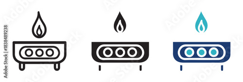 Gas Stove Icon Set Vector Illustration for Kitchen, Cooking, and Home Appliance Design