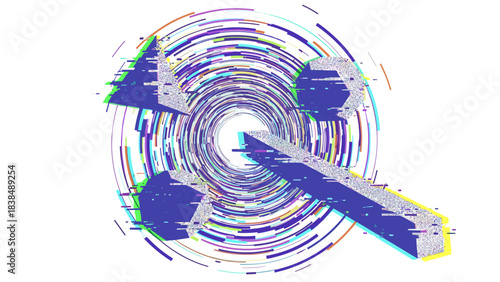 Abstract glitch art with geometric shapes white