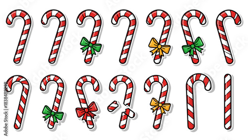 Collection of candy canes with bows white