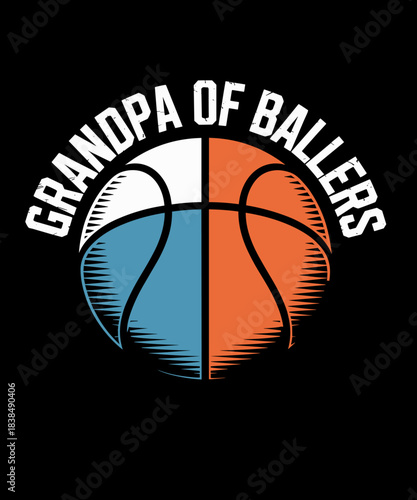 Grandpa Of Ballers Funny Volleyball Basketball Grandpa