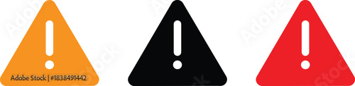 Three Exclamation Mark Warning Triangle Icons alert