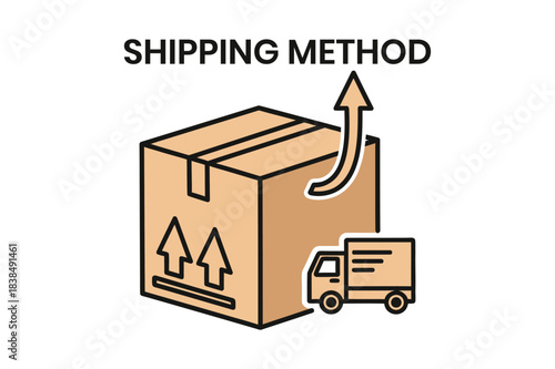 Shipping method icon showing package delivery by truck