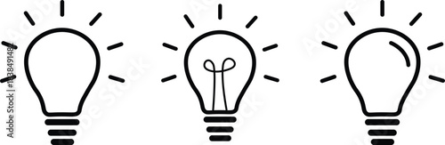 Three Light Bulb Icons With Different Designs idea