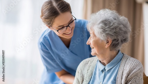 Experienced Caregiver Providing Professional Care To Patient: A Dedicated And Skilled Individual Ensuring The Well-Being Of Her Client.