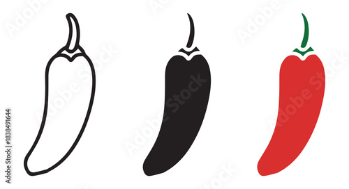 Hot Chili Pepper Icon Set Vector Illustration for Food, Cooking, and Spicy Recipes