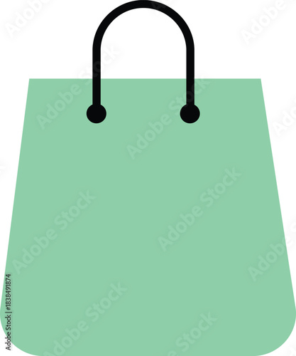 Light green shopping bag with black handles mint green