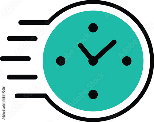 Teal and Black Fast Clock Icon on White Background