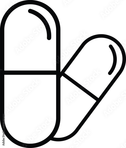 Outline of Two Pill Capsules Icon antibiotic care