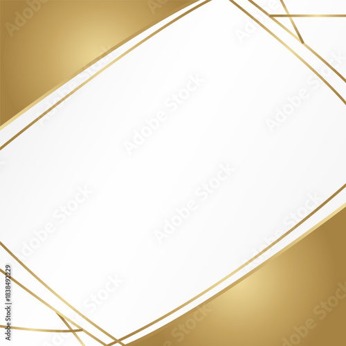 Luxury gold lines abstract geometric frame on grey gradient color background