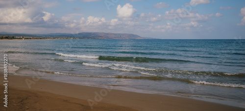Idyllic atmosphere: a perfect Mediterranean day showcasing crystal blue sea and clouds