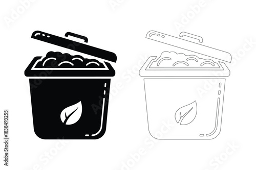 Recycling bin icon with leaf symbol for eco friendly waste management