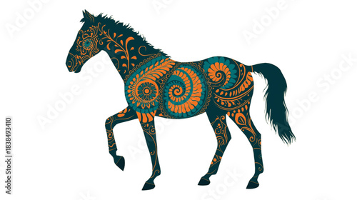 Galloping Horse Vector with Abstract Geometric Shapes on Transparent Background