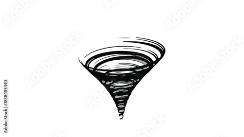 Abstract swirling vortex of black lines on a white background, symbolizing chaos or energy
