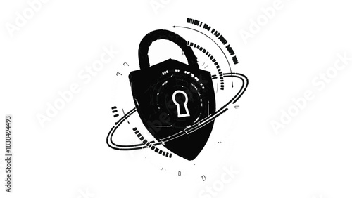 Digital padlock symbolizing data security and protection in a futuristic tech environment.