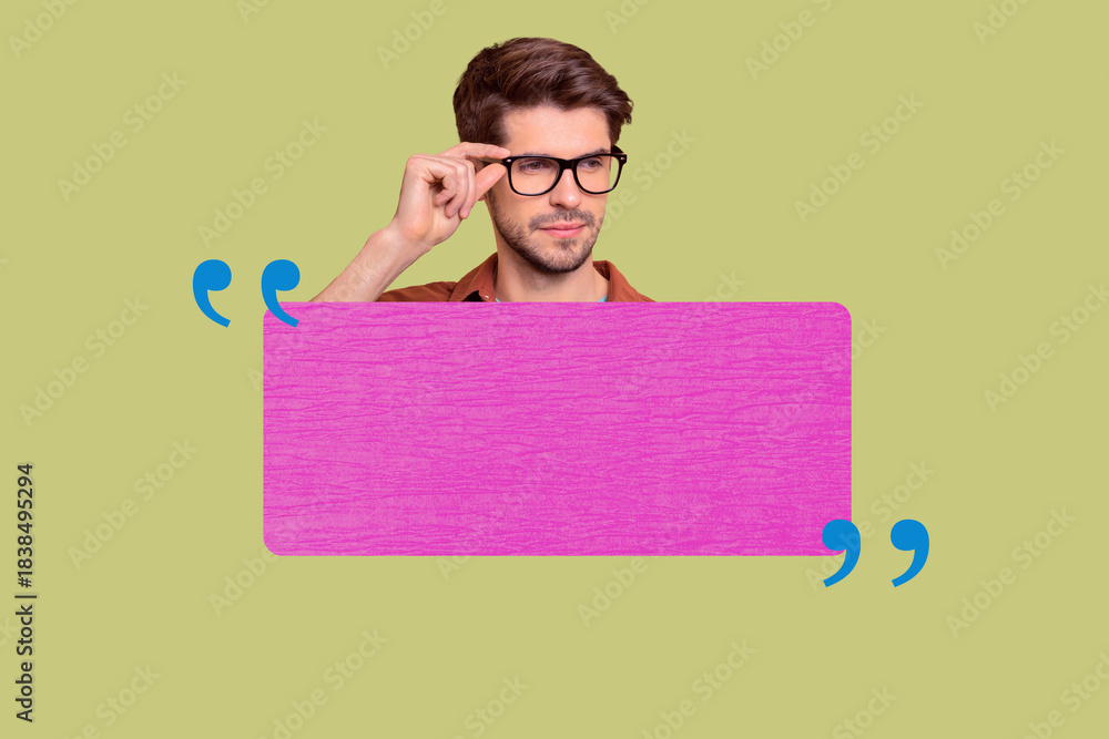 Fototapeta premium Creative collage showing people person with speech bubble representing fast internet communication blogging internet job work