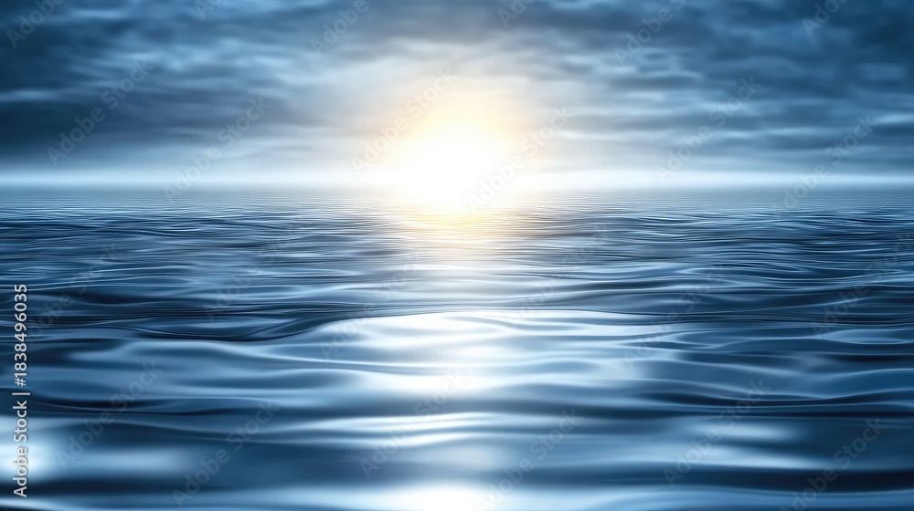 Obraz premium Soft waves shimmer under a blurred blue sky, evoking a serene natural environment ideal for minimalist design projects