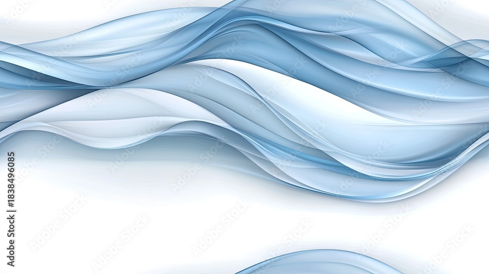 Obraz premium This captivating abstract design features smooth blue waves with luminous highlights, creating a serene atmosphere and ample copy space SEAMLESS PATTERN