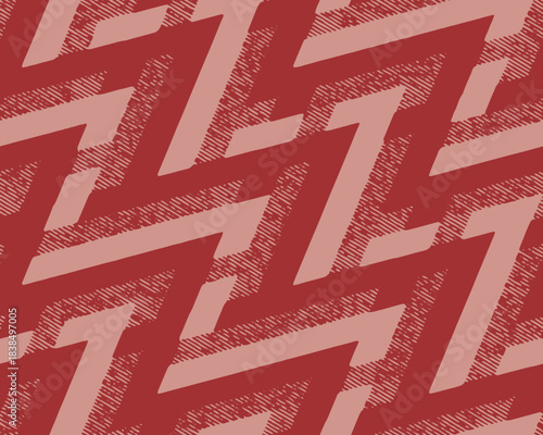 Full Seamless Zigzag Halftone Texture Pattern. Dress Fabric Print. Claret red background design for Textile and Home Decoration. Distressed monochrome Vector.