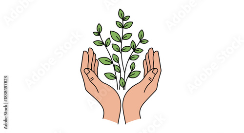 Hands embracing nature: A symbol of protection care and environmental awareness graphic
