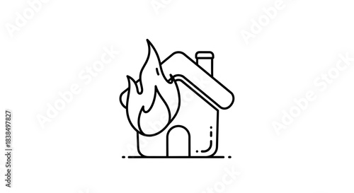 House on Fire: Illustration of a Dwelling Engulfed in Flames Highlighting Danger and Loss