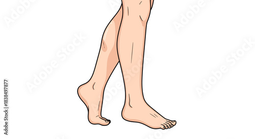 Illustrated legs depiction showcasing a graceful stride and delicate details of human anatomy