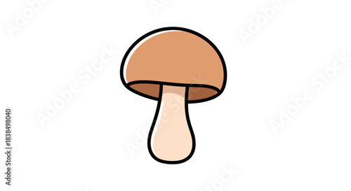 Illustration of an isolated cartoon mushroom with cap and stem on white background