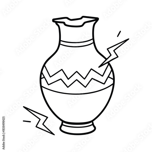 Isolated ceramic milk pitcher with brown decoration on a white background