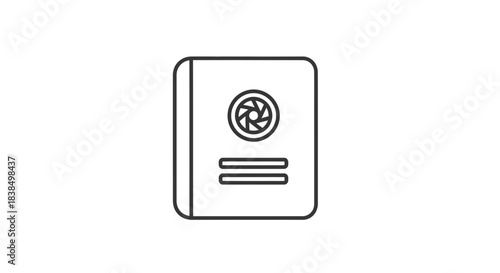 Passport identification document with a camera lens icon for travel verification