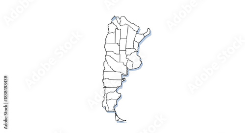 Outlined map of Argentina with administrative divisions on a clean white backdrop ready for