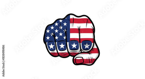 Patriotic power punch: A bold illustration of American resolve and strength expressed through