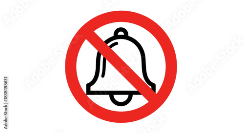 Prohibition of bells sound or notification with red circle symbol crossed out design