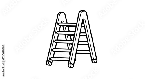 Simple line drawing of a folding stepladder on a clean white background depiction