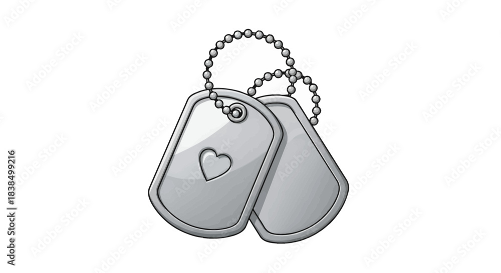 Fototapeta premium Dog tags with heart, military identification, love symbol