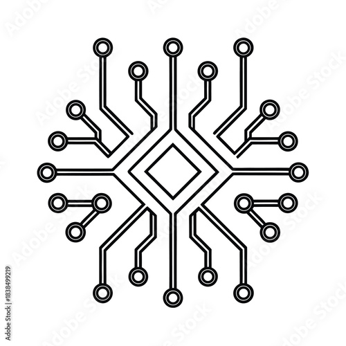 Seamless vector pattern illustration of electronic circuit board schematics and technical science icons