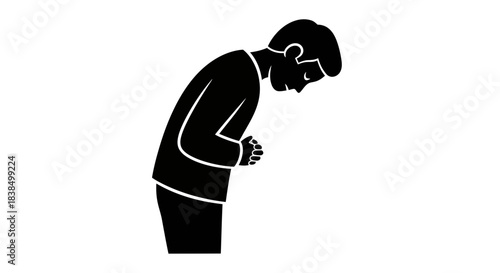 Man praying, silhouette illustration, spiritual devotion