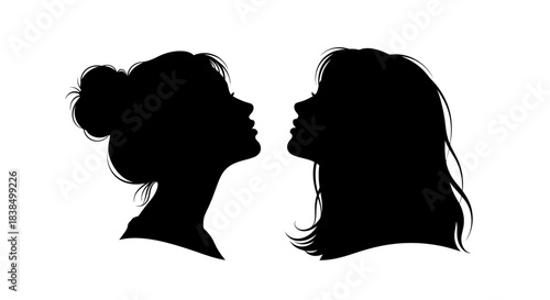 Two Women Facing Silhouette Illustration