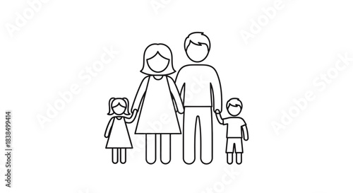 Stylized family illustration showcasing togetherness, affection, and familial bonding captured in