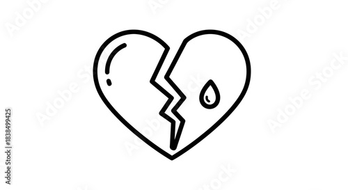 Stylized graphic illustration depicting a fragmented heart, symbolizing emotional disruption and