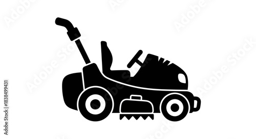 Stylized lawnmower icon illustration demonstrating garden and yard maintenance tools