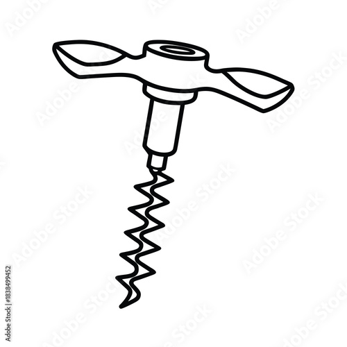 Isolated metal corkscrew bottle opener tool on a white background