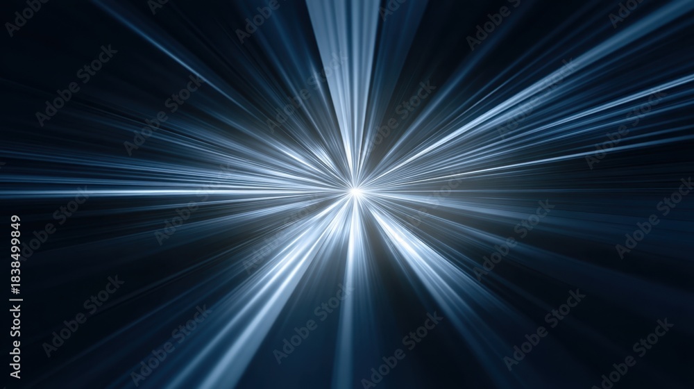 Obraz premium Bright light rays extend outward from a center point creating a bursting effect. This visual represents energy and movement often used in digital art for effects and backgrounds.