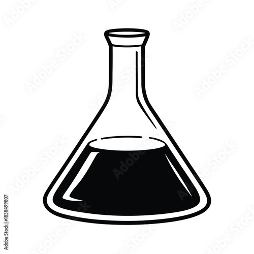 Isolated glass laboratory flask and test tube with red liquid illustrate chemistry science equipment and experiment