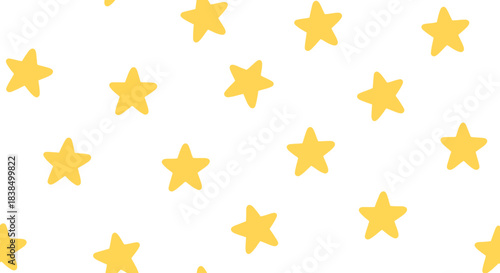 Whimsical golden stars on a pristine white backdrop creating a cheerful and playful pattern