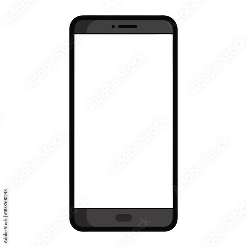 Front View Modern Smartphone on White Background
