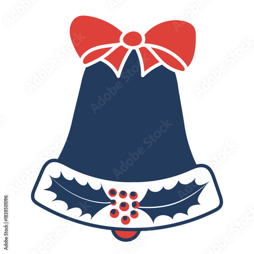 Christmas ornament, tree decoration, bauble, bell isolated on transparent. Hand drawn line art vector illustration. Traditional holiday, Xmas, New Year, seasonal design element, clip art