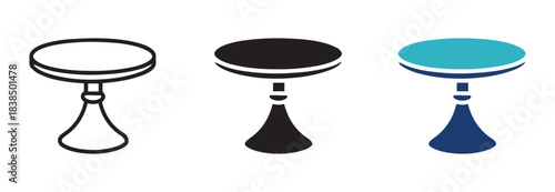 Round Table Icon Set Vector Illustration for Furniture, Interior, and Office Design