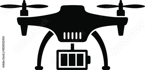Quad Drone with Camera Vector Silhouette