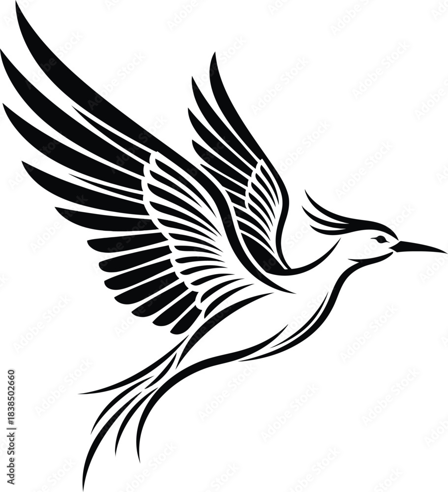 Obraz premium Flying bird tribal style vector artwork
