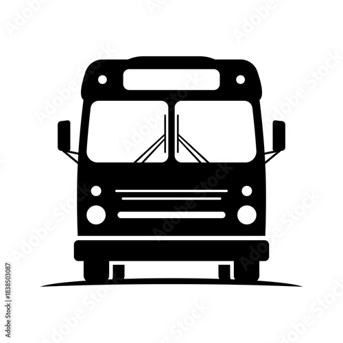 Bus icon. Black silhouette. Front view. Vector simple flat graphic illustration. Isolated object on a white background.